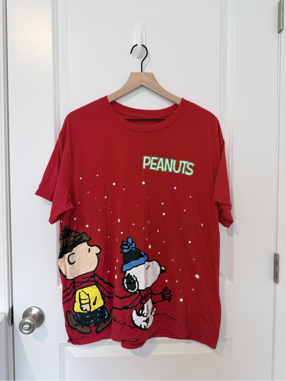 Peanuts Red Kids Tee with Charlie Brown & Snoopy Winter Graphic
